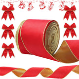 Syhood Christmas Wired Velvet Ribbon with Gold Edge Waterproof Wrapping Velvet Decoration Ribbon for Xmas Wreath Bows Floral Cra