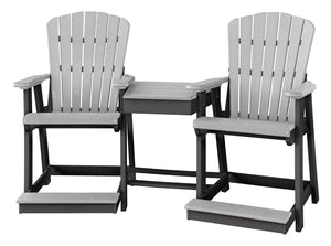 American Furniture Classics Counter Height Settee Table Combo, Light Grey And Black