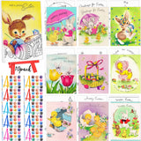 Blosssound 10 Set Easter Pre Printed Canvas Colorful Easter Pre Drawn Canvas Painting with Easel Kits 5 x 7 Outline Painting Pan