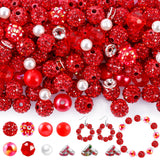 Wurosi 300 Pcs Diamonds Beads for Jewelry Making, Included 10 mm Red Rhinestone Beads for Bracelets, Bubblegum Bead for Pen Maki