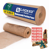 Honeycomb Packing Paper Roll 12 x 295 FT with Fragile Stickers- Biodegradable Cushioning Wrap for Moving, Shipping & Gift Wrappi