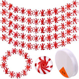 Yinkin 60 Pcs Christmas Glass Peppermint Candy Beads Tree Hanging Candy Cane Ornament for Holiday Jewelry Making with Stretch Be