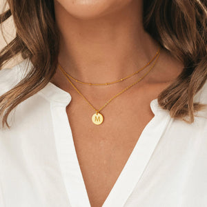 Vjoypro Gold Necklace for Women Trendy, Handmade Gold Bar Necklaces Dainty Coin Initial F Letter Y-Necklaces Layering Initial Ne