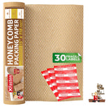 XFasten Brown Honeycomb Packing Paper for Moving 15-Inch x 118-Feet Bubble Honeycomb Wrap, Honeycomb Wrapping Paper for Packing 