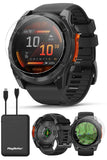 PlayBetter Garmin Fenix 8 AMOLED (51mm, Slate Gray/Black) Multisport GPS Smartwatch Bundle - 1.4Touchscreen, Built-in LED Fl