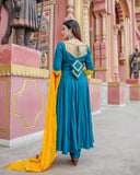Gosriki Women'S Rayon Regular Kurta And Palazzos & Dupatta (Keri Blue_Xl-Go X-Large),Blue,,B08VZGWWF7