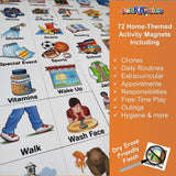 SchKIDules Home-Themed Magnetic Visual Schedule & Reward Chart w/129 Colorful Magnets & 2-Sided 18Folding Board; for Daily R