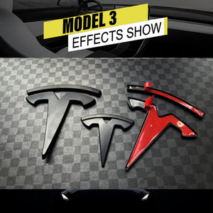 YHCDSEA for Model 3 Emblem Badge Sticker Cover, fit for Tesla Model 3 Logo Decals Accessories (Matt Black)