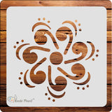 Kachi Pencil Round Floral Pattern Craft Stencil for Art and Painting, Size 6 x 6 inch Reusable Stencil for Painting, Fabric, Gla