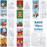 Louise Maelys Pre Drawn Canvas to Paint for Kids - 12 Pack Christmas Theme Pre-Stretched Canvas Panels (5x7 inch) Easy Paint Art