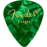 Fender Premium Celluloid Guitar Picks 351 Shape, Green Moto, Thin, 144-Pack