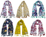 Fusfus WomenS Printed Chiffon Scarves And Stoles, Free Size(Multicolour, Fs1822) Pack Of 6 (Multicolor4)