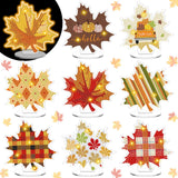 DoubleFill 9 Pcs Luminous Thanksgiving Diamond Painting Tabletop Decor Double Sided Fall Maple Leaf Diamond Art Kits for Adults 
