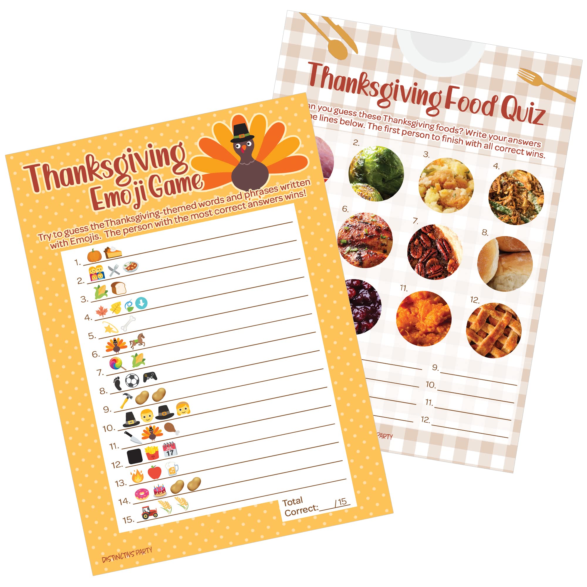 DISTINCTIVS Thanksgiving Party Games, All Things Thanksgiving and Truth or Turkey 2 Game Bundle - 25 Dual Sided Cards