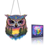 VAIIEYO Owl Diamond Art Hanging Ornament, Animal Diamond Painting Suncatchers Window Hanging Kit with Chain, 7.5x7.5 inch Crysta