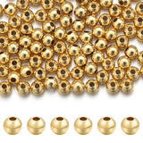 Chuyau 100pcs 4mm 18k Gold Filled Spacer Beads for Jewelry Making Seamless Smooth Metal Brass Beads for DIY Bracelets Necklace E