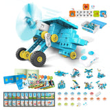 WhalesBot A7 36-in-1 Kids Coding & RC Robot Kit, 160+ Piece Educational Building Set with Sensors & 2 Controllers & Motors, Inte