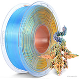 TECBEARS 4-Color Silk PLA Filament 1.75, Silk 3D Printer Filament, Shiny Silk Texture, 4 in 1 Blue Purple Orange Yellow,1kg Spoo