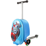 KIDDIETOTES 3D Hardshell Ride On Suitcase Scooter for Kids Cute Lightweight Kids Luggage with Wheels Fun LED Lights