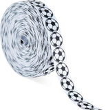 Boao 1 Pcs Soccer Ribbon 25 Yards Grosgrain Sports Design Grosgrain Ribbon Soccer Pattern Wired for Gift Package Wrapping, Flora
