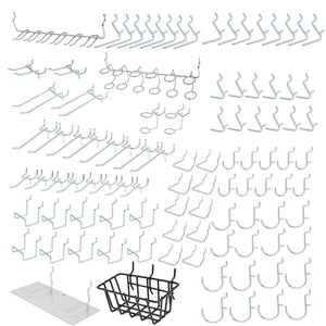Hiltex 53108 100 Piece Metal Peg Board Hooks And Accessories Set, Pegboard Hooks Assortment, Bins & Hooks For Crafts, Organizer 