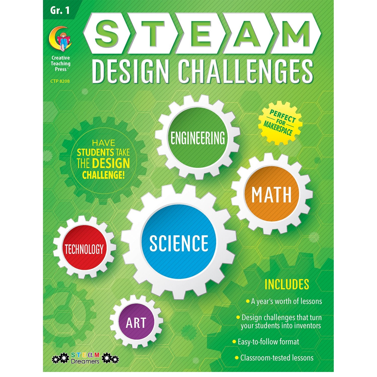 Creative Teaching Press Steam Design Challenges Resource Book, 1St Grade (Science, Technology, Engineering, Art, Math) (8208)
