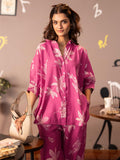 Libas Womens Printed Silk Blend Co-Ord Set For Women Pink M 400231O