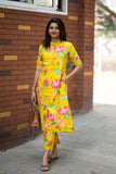 Gosriki Women'S Rayon Viscose Straight Printed Kurta With Pant (Ladat Yellow-Gs_Xxl_Yellow_Xx-Large),Yellow,2,B0DXKZM1NK