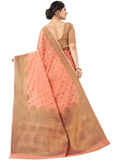 Sugathari Womens Banarasi Saree Pure Kanjivaram Silk Saree Soft New Ladies 2023 Design Wear Pattu Sarees Latest Cotton Party Sari Collections With Blouse Piece For Wedding Sadi (Sam Pari-105 Peach)