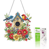 VAIIEYO Bird Diamond Art Hanging Ornament, Birdhouse Animal Diamond Painting Suncatchers Window Hanging Kit with Chain, 7.5x7.5 
