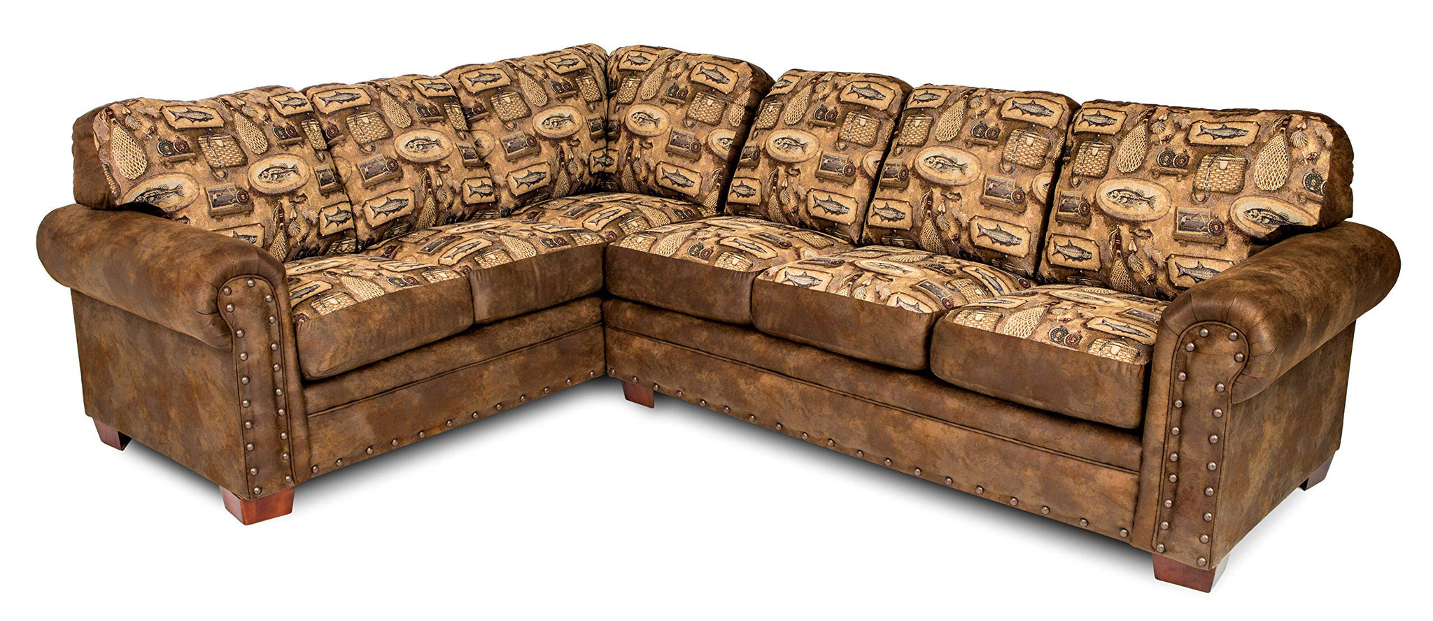 American Furniture Classics Model River Bend Two Piece Sectional Sofa, Brown