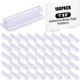 Fulmoon 100 Pcs Sign Holder, Adhesive Base Sign Holders Multiple Uses for Counters, Warehouses, Base Holders with Strong Adhesiv