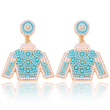 HZEYN Derby Earrings Beaded Kentucky Derby Riding Suit Earring Jockey Jacket Race Day Stud Horse Racing Fan Jewlery Gifts(Blue)