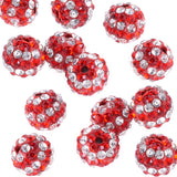 RUBYCA Stripes Czech Crystal Round Disco Ball Clay Beads fit Shamballa Jewelry (100pcs, 10mm, Red)