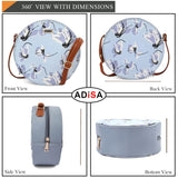 Adisa Women Girls Flower Print Sling Bag Round Crossbody Purse (Sl6007-Sky_Blue),Blue,,B0DPLGLRT6