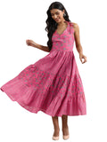 Libas Women'S Cotton Fit And Flare Maxi Dresses (29436O_Pink_M)