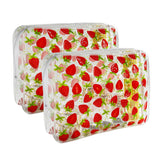 TotePrint 2PCS Strawberry Transparent PVC Cosmetic Bag, Portable Waterproof Storage Bag for Girls' Cosmetics and Toiletries. (St