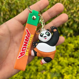 Classic Quirk Kung Fu Panda Silicone Keychain with Wrist Strap & Metal Ring | Cute Cartoon Panda Key Ring for Car, Bike, Keys &