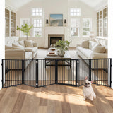 Snagle Paw Extra Wide Dog Gate,Free Standing Dog Fence with Door, Up to 156 Inch Wide Pet Gate with Support Feet for Stairs, Hal