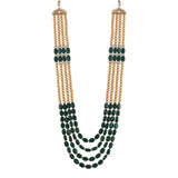 I Jewels 4 Layered Traditional Gold Plated Dulha Moti Mala with Beads Maharaja Haar/Groom Necklace for Men (MLP37G)