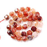Malahill Wholesale Natural Faceted Stone Beads for Jewelry Making Sold per Bag 5 Strands Inside Cube Sakura Carnelian 6mm