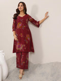 Libas Women'S Silk Blend Kurta Set (400419_Maroon_Xxl)