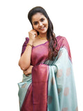 Shiv Textiles Womens Banarasi Silk Saree With Blouse Perfect For Every Occasion Sky Blue