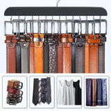 Resovo Belt Hanger for Closet Max 42 Belts, Sturdy Wood Belt Rack Closet Accessories with 14 Hooks Belt Organizer for Closet Org