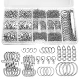 BESARME 1130PCS Keychain Making Kit Jump Rings for Jewelry DIY Key Chain Supplies with Keyrings Bulk, Metal Lobster Claw Clasp, 