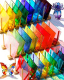 FIVEIZERO 24 Sheets Rainbow Transparent Stained Glass Sheets 4x6 Inch - Mixed Color Stained Glass Supplies for Suncatchers, Mosa