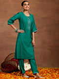 Libas Women'S Silk Blend Kurta Set (Gs1027 Green M