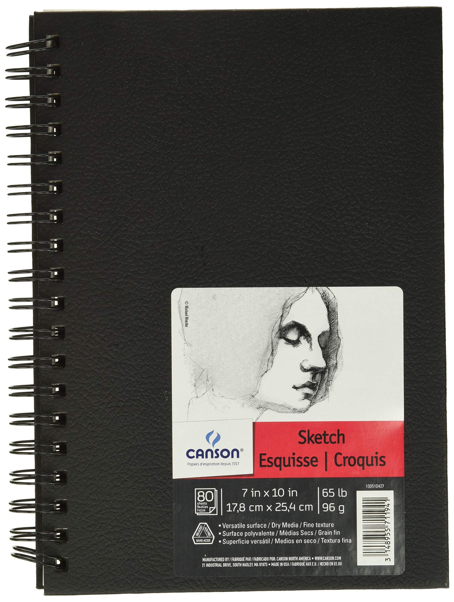 Canson Artist Series Sketchbook, Wirebound Journal, 7X10 Inches, 80 Sheets (65Lb/96G) - Artist Paper For Adults And Students - Graphite, Charcoal, Pencil, Colored Pencil