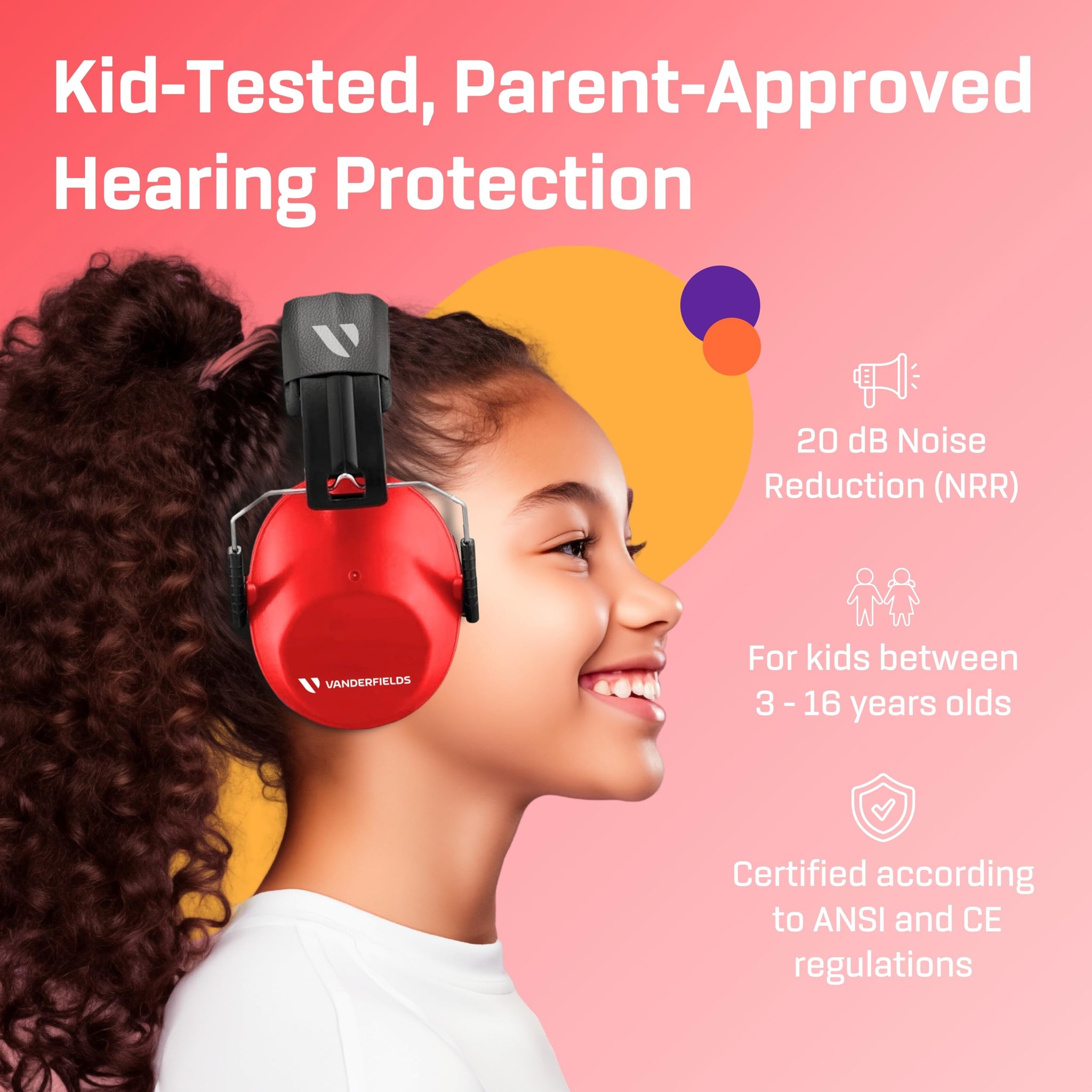 Vanderfields Kids Ear Protection, Noise Canceling Headphones Kids, Age 3-16, 26Db Noise Reduction, Ear Muffs For Kids, Kids Nois