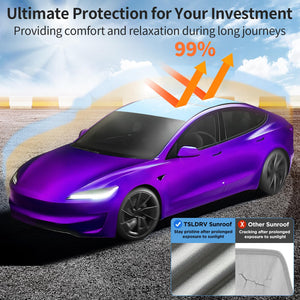 TSLDRV 2025 Upgrade Sunshade Roof for Tesla Model 3 Highland 2024 2025 [No-Gap/Sag-Free] Heat Insulation Glass Roof Sunshade Sun